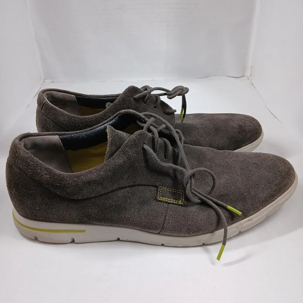 Clarks Shoes Mens Size 10.5 Gray Suede Lace‎ Up Casual Comfort Oxford Sneakers